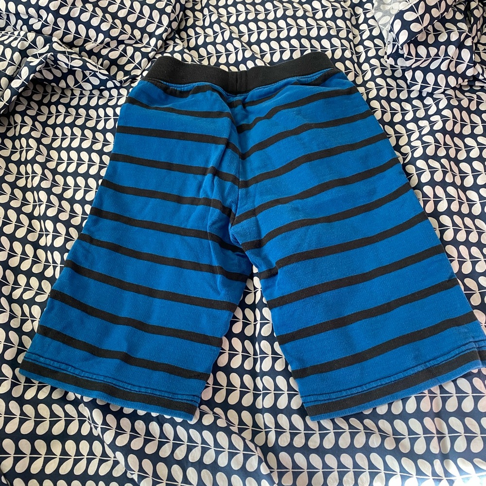 Hanna Andersson Size 8 Jersey Knit Black and Blue Striped Shorts
